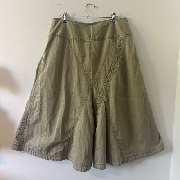 kaki maxi baggy skirt with asymmetrical stitching - Picture 2 of 5